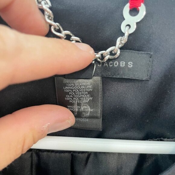 Marc by Marc Jacobs Quilted Silk Jacket Black Metallic 8 Lined One Button Box - Picture 3 of 7